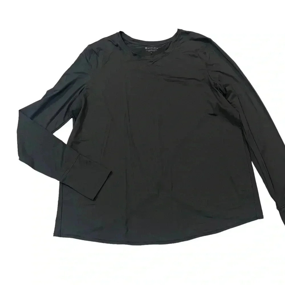 Athleta Dark Gray Athletic Running Long Sleeve Top Shirt Womens Size L